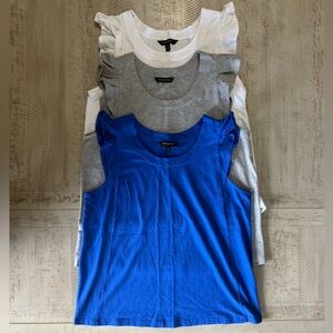BUNDLE of THREE Banana Republic Flutter Sleeve Tops Blue, Gray, & White XS